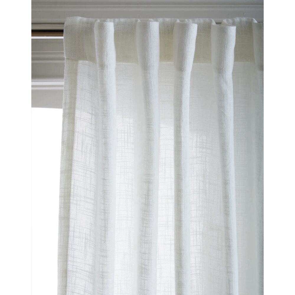 NWT Quince COTTON SHEER Curtain 2 Panel Set 48” X 96” Cotton Curtains White - Picture 2 of 5